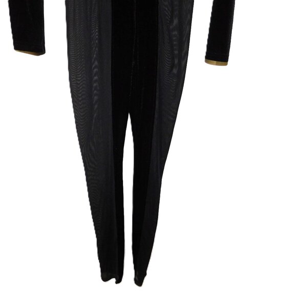 No. 1 Los Angeles Black BodySuit Velvet & Sheer Panels Size Small Sexy - Picture 4 of 14